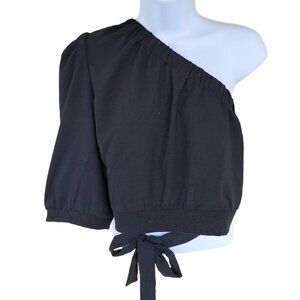 (388) Shein Curve Black One Shoulder Crop Top Plus Size 2XL